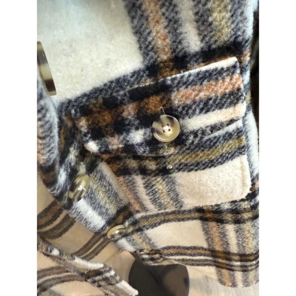 Zara Kids Plaid Button-Up Shirt Jacket, Cream, Brown, Checkered Shacket - Picture 9 of 11